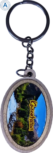 Altyn Adam keychain, oval, mountains and river
