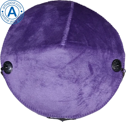 Altyn Adam cap made of velvet, short, violet with triangular metal pattern photo 2