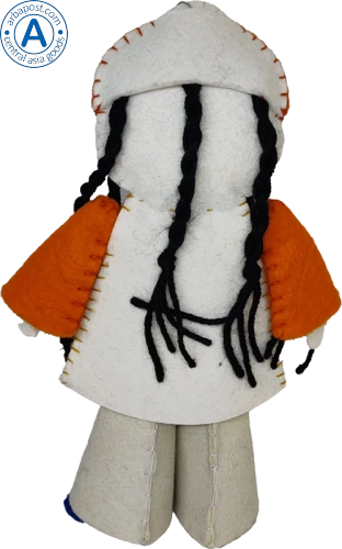 Altyn Adam doll of girl, hanging, orange-white photo 2