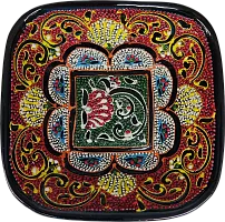 Altyn Adam plate made of ceramic, square, red-green