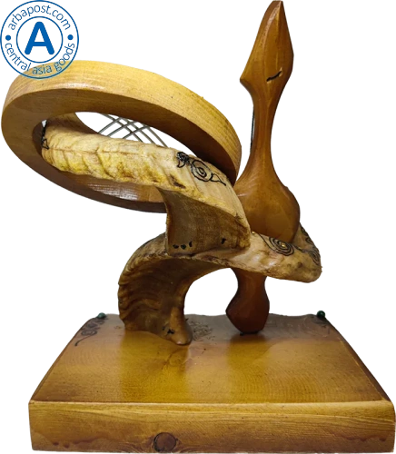 Altyn Adam figure made of wood and horn, kobyz and shanyrak photo 3