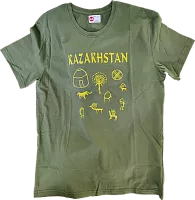 Altyn Adam t-shirt, Kazakhstan, green with yellow pattern