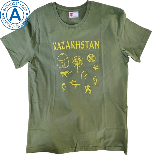 Altyn Adam t-shirt, Kazakhstan, green with yellow pattern