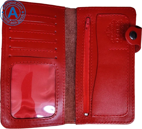 Ornek wallet made of leather, red, clasp outside photo 3