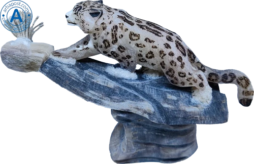 Altyn Adam figure made of horn, snow leopard, small photo 2