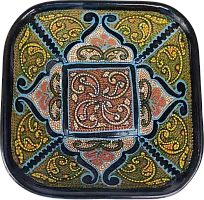 Altyn Adam plate made of ceramic, square, green-red