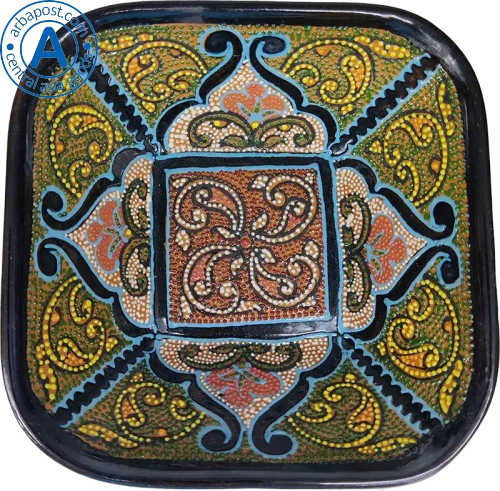 Altyn Adam plate made of ceramic, square, green-red