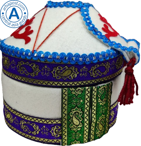 Altyn Adam yurt made of felt with blue threads and pattern photo 3