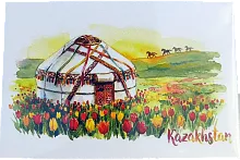 Zhanyl postcard, Kazakhstan, yurt