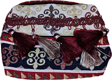 Altyn Adam bag made of fabric with pendants and white-red pattern