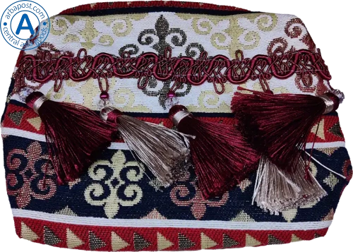 Altyn Adam bag made of fabric with pendants and white-red pattern