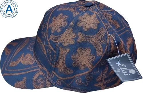 Elai cap, dark blue with Kazakhstan brown patterns photo 2