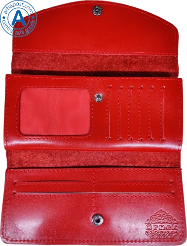 Ornek wallet made of leather, red, clasp inside photo 3