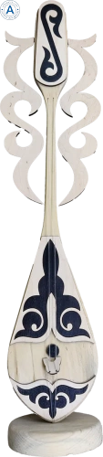 Altyn Adam figure made of wood, white dombra on white bottom