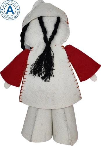 Altyn Adam doll of girl, hanging, red-white photo 2