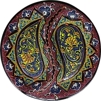 Altyn Adam plate made of ceramic, round, red-blue