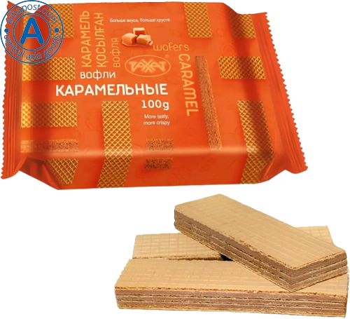 Rakhat waffles, caramel, 100 g