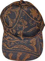 Elai cap, dark blue with Kazakhstan brown patterns