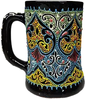 Altyn Adam mug made of ceramic, black-blue-yellow