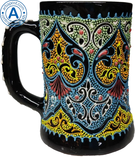 Altyn Adam mug made of ceramic, black-blue-yellow