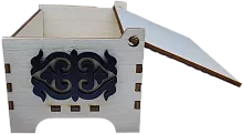 Altyn Adam storage box made of wood, rectangular, white with black wood pattern
