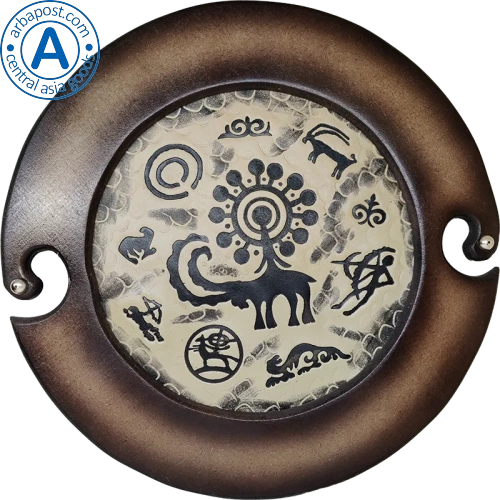 Altyn Adam picture made of leather, round frame