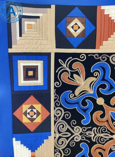 Altyn Adam picture made of combined fabric, Kazakhstan blue pattern photo 3