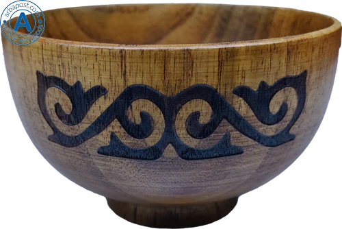 Altyn Adam bowl made of wood, round, brown with black pattern