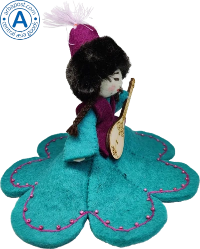 Altyn Adam doll, girl with dombra, blue photo 2