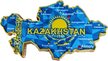 Altyn Adam magnet, Kazakhstan map, blue map with country name