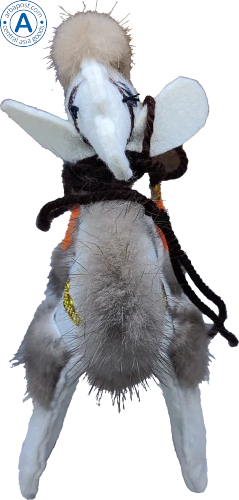 Zhibek Zholy camel made of felt, white-brown with orange bag photo 3