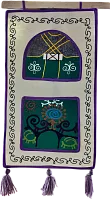 Altyn Adam picture made of felt, triple, green yurt-orange man on green background