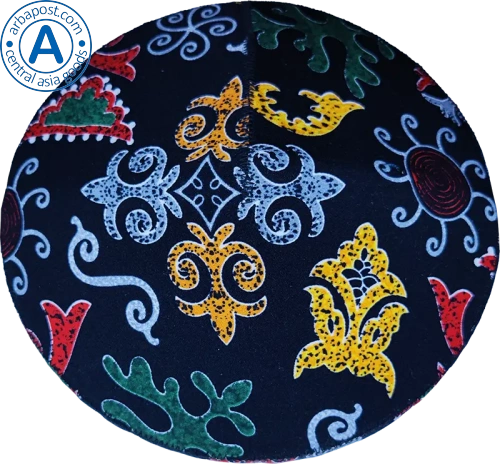 Altyn Adam cap made of cotton, short, black with yellow-red-green pattern photo 2