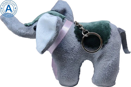 Zhibek Zholy elephant made of velveteen, grey-green