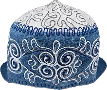 Altyn Adam cap made of felt, long, white top-blue bottom with white pattern