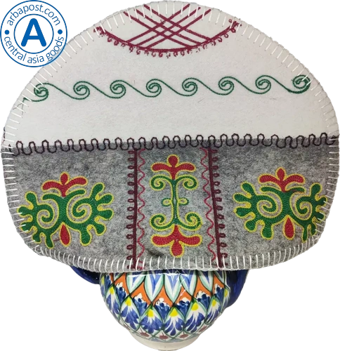 Altyn Adam teapot warmer, yurt, white-grey-green