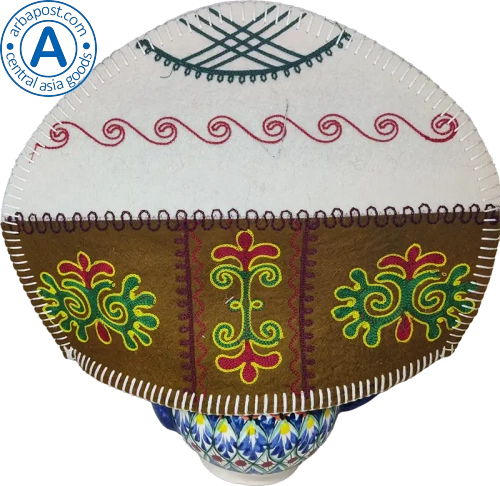 Altyn Adam teapot warmer, yurt, white-brown-green