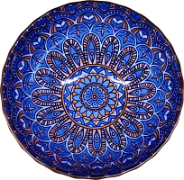 Altyn Adam bowl made of ceramic, round, blue-light blue-orange