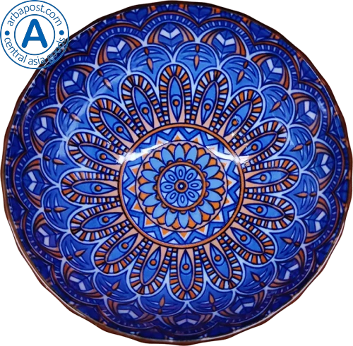 Altyn Adam bowl made of ceramic, round, blue-light blue-orange