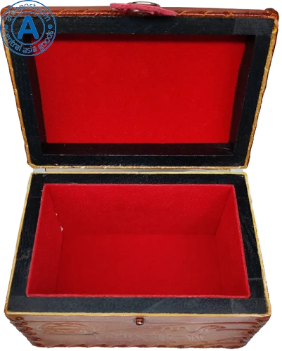 Altyn Adam storage box made of leather, rectangular, brown, middle photo 6