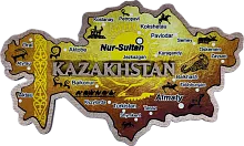 Altyn Adam magnet, Kazakhstan map, yellow