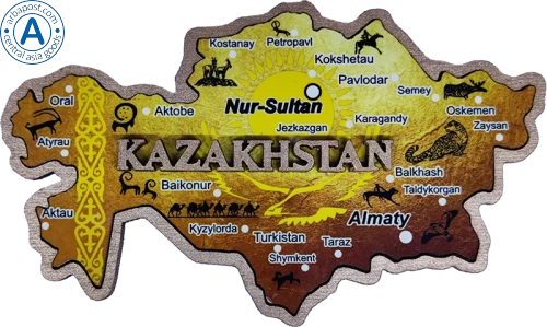 Altyn Adam magnet, Kazakhstan map, yellow