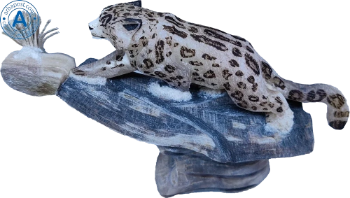 Altyn Adam figure made of horn, snow leopard, small photo 3