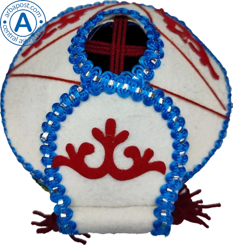 Altyn Adam yurt made of felt with blue threads and pattern photo 2