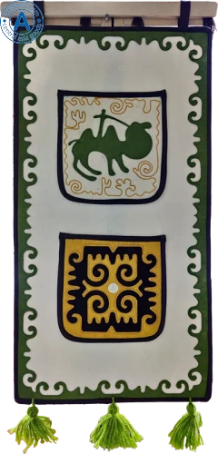 Altyn Adam picture made of felt, double, green camel-black pattern
