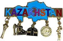 Altyn Adam magnet, Kazakhstan map, blue map and pendants