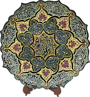 Altyn Adam plate made of ceramic, round, green-yellow