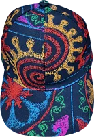 Elai cap, dark blue with ancient Kazakhstan sun pattern