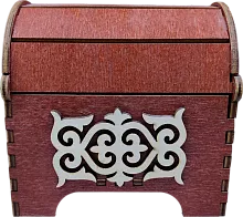 Altyn Adam storage box made of wood, rectangular, red with white wood pattern