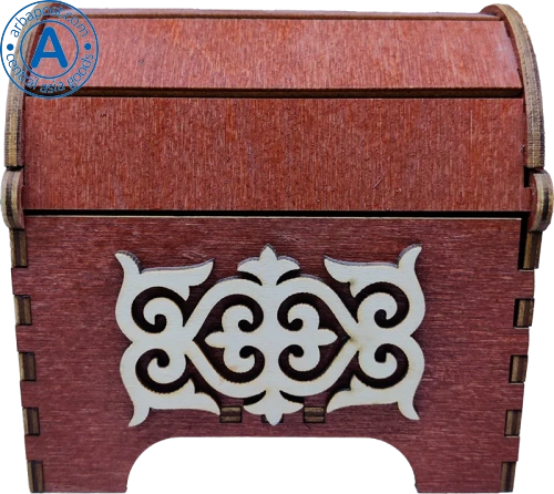 Altyn Adam storage box made of wood, rectangular, red with white wood pattern